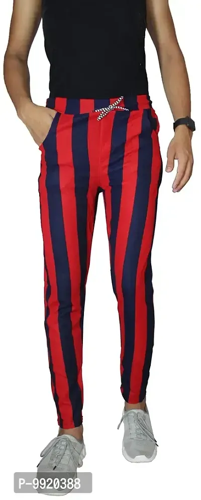 VANTAR Striped Men Track Pants (32, Red, Blue)