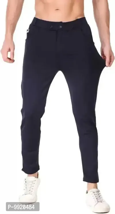 VANTAR Solid Men Track Pants (XL, Navy Blue)