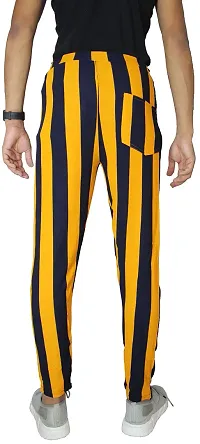 VANTAR Striped Men Track Pants (32, Yellow, Black)-thumb1