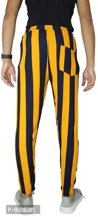 VANTAR Striped Men Track Pants (32, Yellow, Black)-thumb2