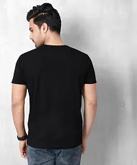 Stylish Black Pure Cotton Solid Round Neck Tees For Men-thumb1
