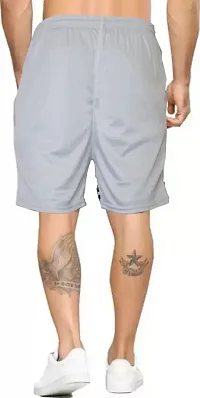 Fabulous Grey Lycra Blend Solid Regular Shorts For Men-thumb1