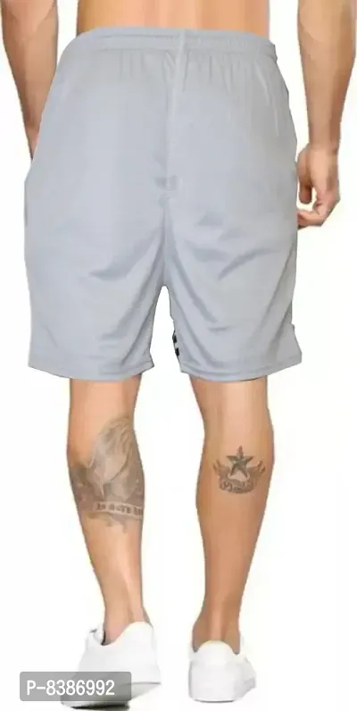 Fabulous Grey Lycra Blend Solid Regular Shorts For Men-thumb2