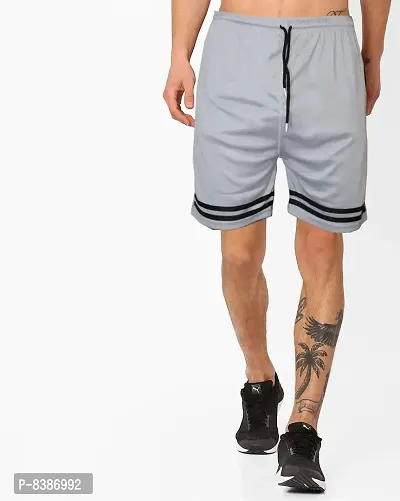 Fabulous Grey Lycra Blend Solid Regular Shorts For Men-thumb0