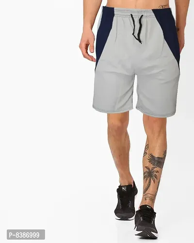 Fabulous Grey Polycotton Solid Regular Shorts For Men