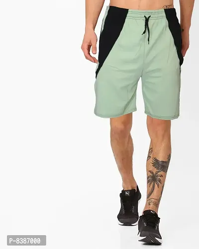 Fabulous Olive Polycotton Solid Regular Shorts For Men-thumb0