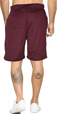 Fabulous Maroon Lycra Blend Solid Regular Shorts For Men-thumb1