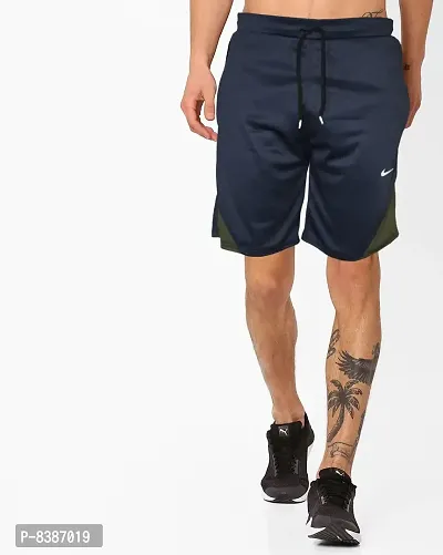 Fabulous Blue Lycra Blend Solid Regular Shorts For Men