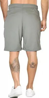 Fabulous Grey Lycra Blend Colourblocked Regular Shorts For Men-thumb1