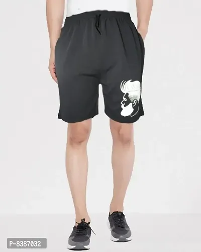 Fabulous Black Cotton Blend Printed Regular Shorts For Men-thumb3