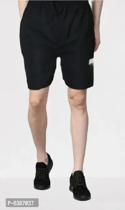 Fabulous Black Cotton Blend Solid Regular Shorts For Men
