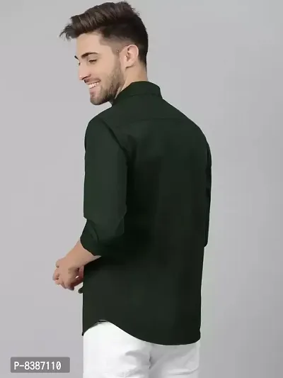 Elegant Mehandi Pure Cotton Long Sleeves Solid Formal Shirts For Men-thumb2
