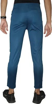 Stylish Royal Blue Lycra Blend Solid Trousers For Men-thumb1