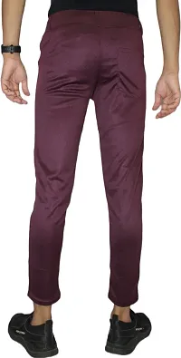 Stylish Maroon Lycra Blend Solid Trousers For Men-thumb1