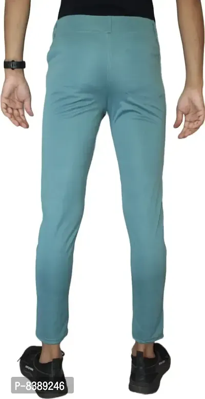 Stylish Sky Blue Lycra Blend Solid Trousers For Men-thumb2