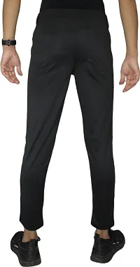 Stylish Black Lycra Blend Solid Trousers For Men-thumb1