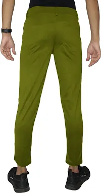 Stylish Mustard Lycra Blend Solid Trousers For Men-thumb1