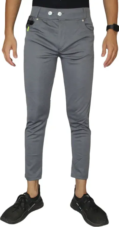 Buy online Men Charcoal Slim Fit Polyester Flat Front Casual Trouser from  Bottom Wear for Men by Badmaash for ₹1499 at 50% off | 2024 Limeroad.com