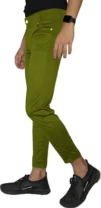 Stylish Green Lycra Blend Solid Trousers For Men-thumb2