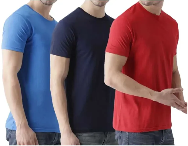 VANTAR Solid Men Multicolor T-Shirt (Pack of 3)