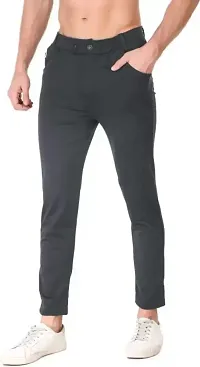 VANTAR Solid Men Track Pants (L, Dark Grey)-thumb2