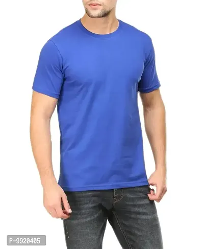 VANTAR Solid Men Round Neck T-Shirt (Small, Royal Blue)