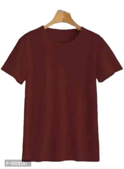 VANTAR Solid Men's Regular T-Shirt (X-Large, Maroon)