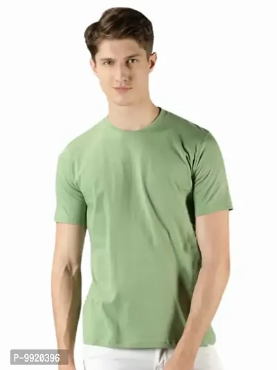 VANTAR Solid Men Round Neck T-Shirt (Large, Olive)