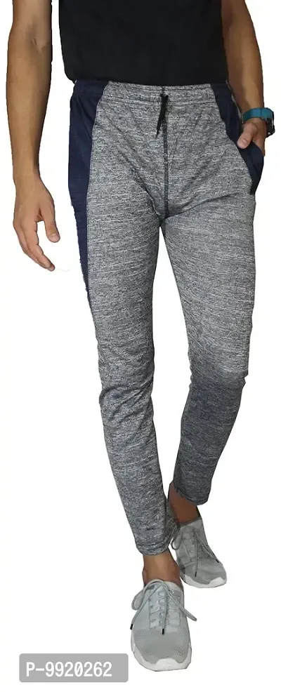 VANTAR Solid Men Track Pants (32, Grey, Blue)-thumb0