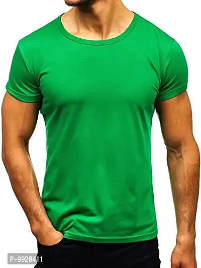 VANTAR Solid Men Round Neck T-Shirt (Medium, Apple Green)