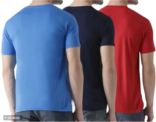 VANTAR Solid Men Multicolor T-Shirt (Pack of 3) (Large, Royal Blue, Blue, Red)-thumb2