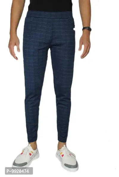VANTAR Men's Regular Fit Cotton Blend Trackpants (tra_chec_Royal Blue_30)