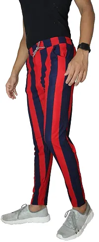 VANTAR Striped Men Track Pants (32, Red, Blue)-thumb2