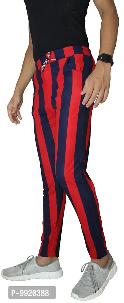 VANTAR Striped Men Track Pants (32, Red, Blue)-thumb3
