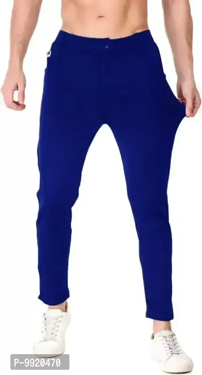 VANTAR Solid Men Track Pants (M, Royal Blue)-thumb0