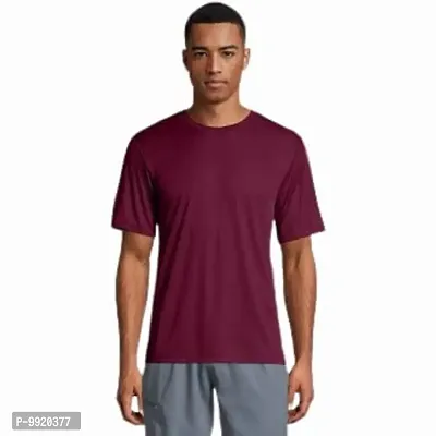 VANTAR Solid Men Round Neck T-Shirt (Medium, Deep Magenta)