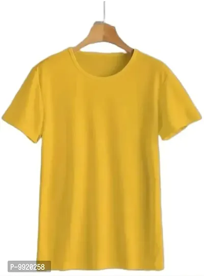 Solid Men's Regular T-Shirt (X-Large, Yellow)-thumb0