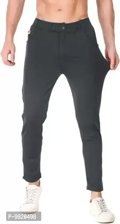 VANTAR Solid Men Track Pants (L, Dark Grey)-thumb0