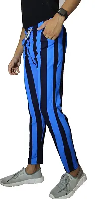 VANTAR Striped Men Track Pants (32, Blue, Black)-thumb2