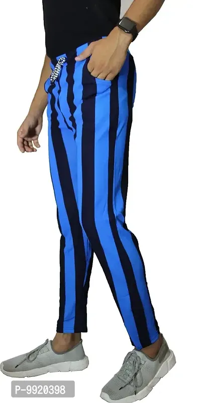 VANTAR Striped Men Track Pants (32, Blue, Black)-thumb3