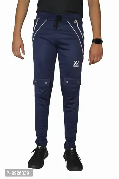 VANTAR Self Design Men Track Pants (M, Blue)-thumb0