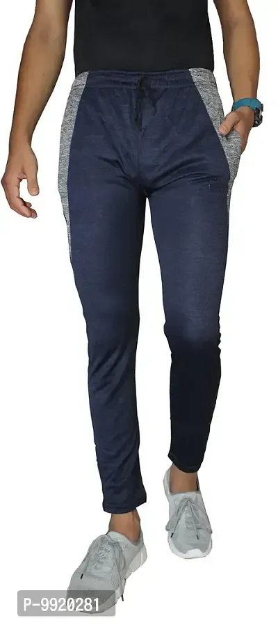 VANTAR Solid Men Track Pants (32, Blue, Grey)-thumb0