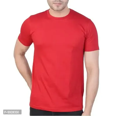 VANTAR Solid Men Round Neck T-Shirt (Medium, Red)