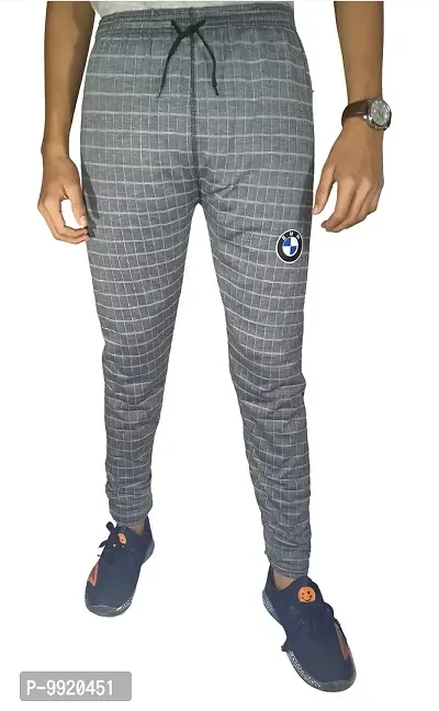 VANTAR Men's Regular Fit Cotton Blend Track Pants (tra_chec_Grey_30)-thumb0