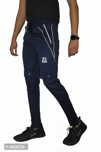 VANTAR Self Design Men Track Pants (M, Blue)-thumb3