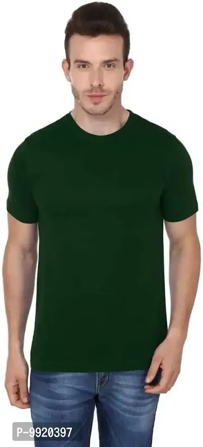 VANTAR Solid Men Round Neck T-Shirt (Large, Mehandi)