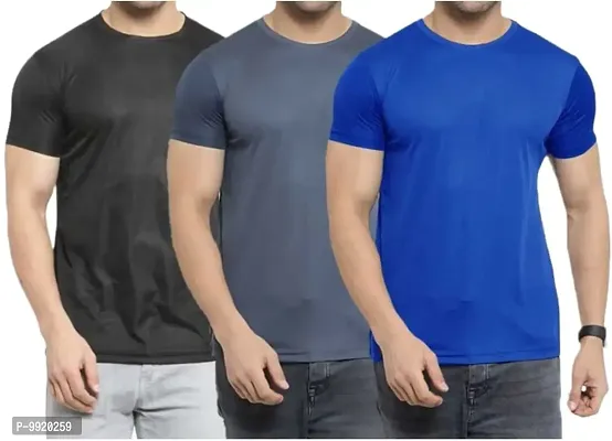 VANTAR Solid Men Multicolor T-Shirt (Pack of 3) (X-Large, Black, Grey, Royal Blue)