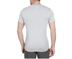 VANTAR Solid Men Round Neck T-Shirt (Small, Grey)-thumb1