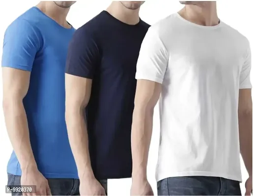 VANTAR Solid Men Multicolor T-Shirt (Pack of 3) (Medium, Royal Blue, Blue, White)