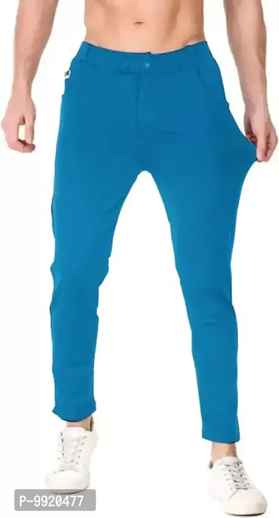 VANTAR Solid Men Track Pants (M, Sky Blue)-thumb0